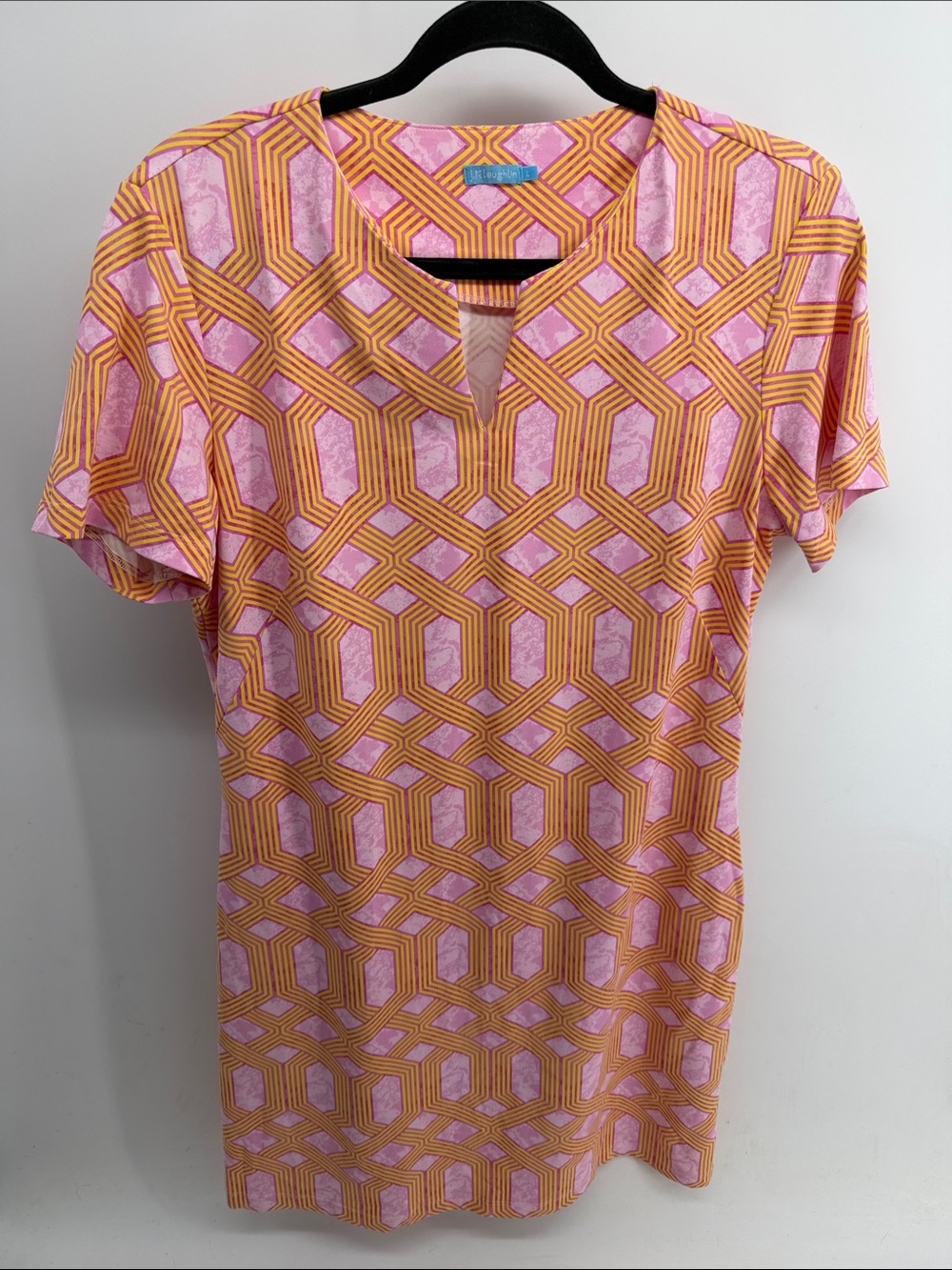 J. McLaughlin Carley Cabana Catalina Cloth keyhole neck short sleeve dress sz L